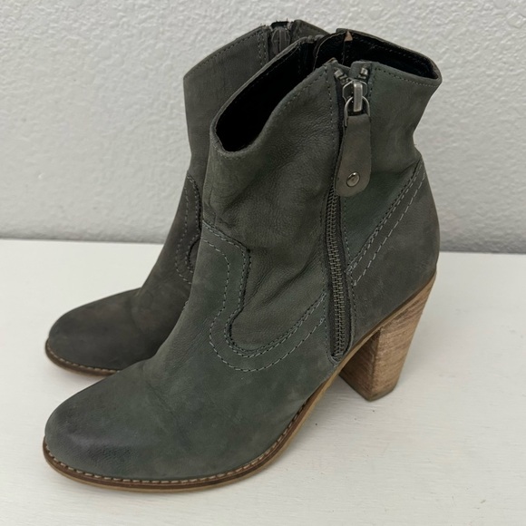 Rebels Stomp Gray Leather Western Booties Ankle Boots Size 8 - Picture 1 of 15
